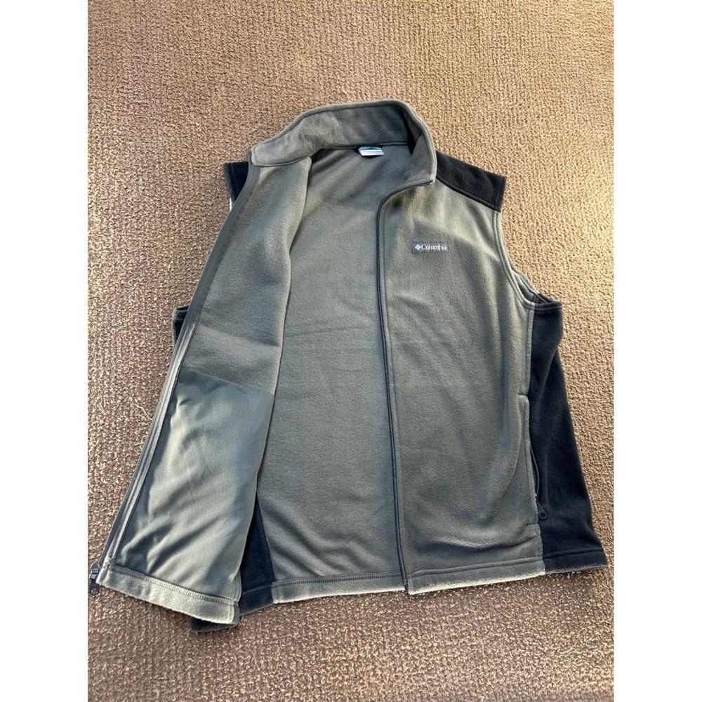 Columbia Mens Gray Black Fleece Full Zip Vest AM1535 Large Hiking Outdoor - Picture 3 of 7